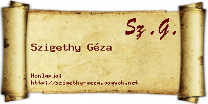 Szigethy Géza névjegykártya
