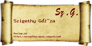 Szigethy Géza névjegykártya