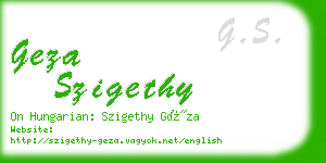 geza szigethy business card